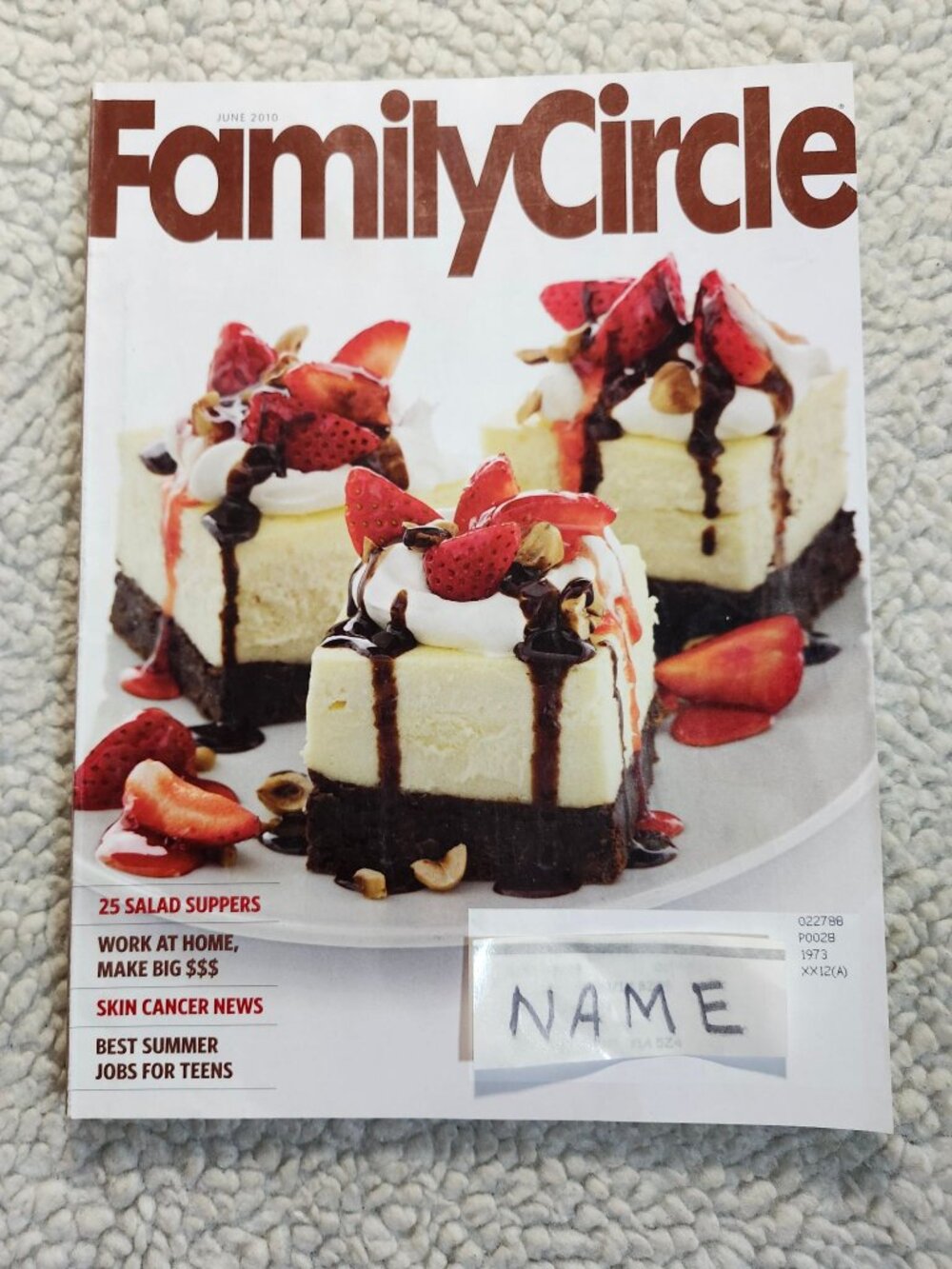 FamilyCircle Magazine June 2010 Cheesecake Cover Recipes 25 Salad Suppers Relay